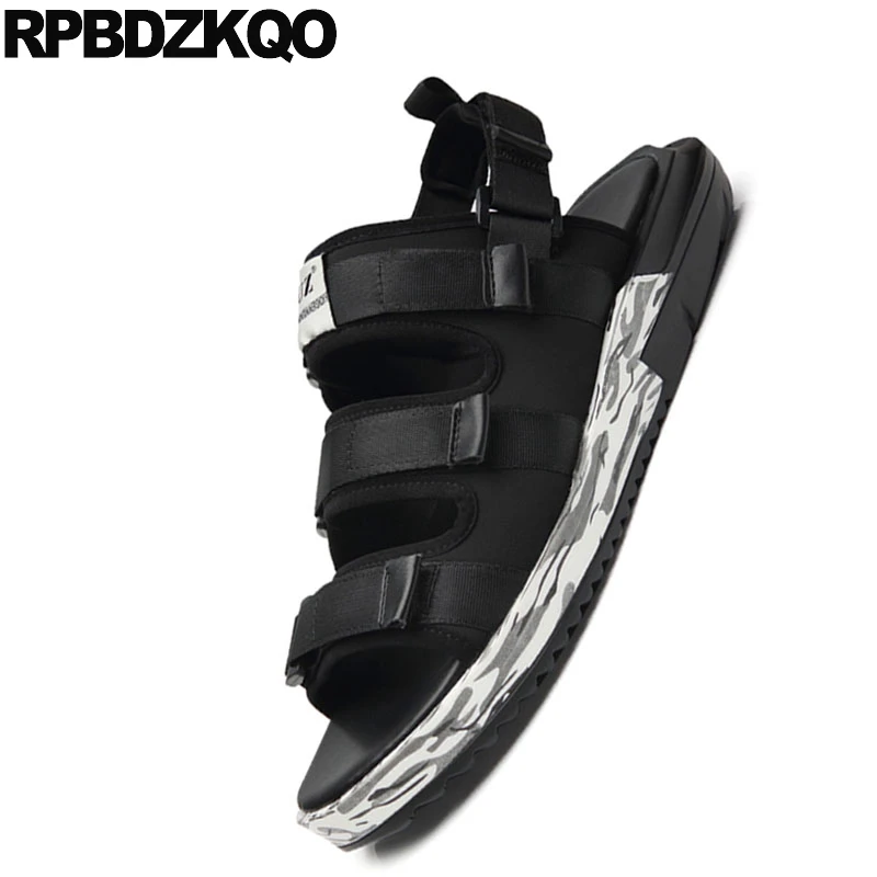 слайды на платформе кожа черный Римский обувь Мужчины гладиаторские сандалии