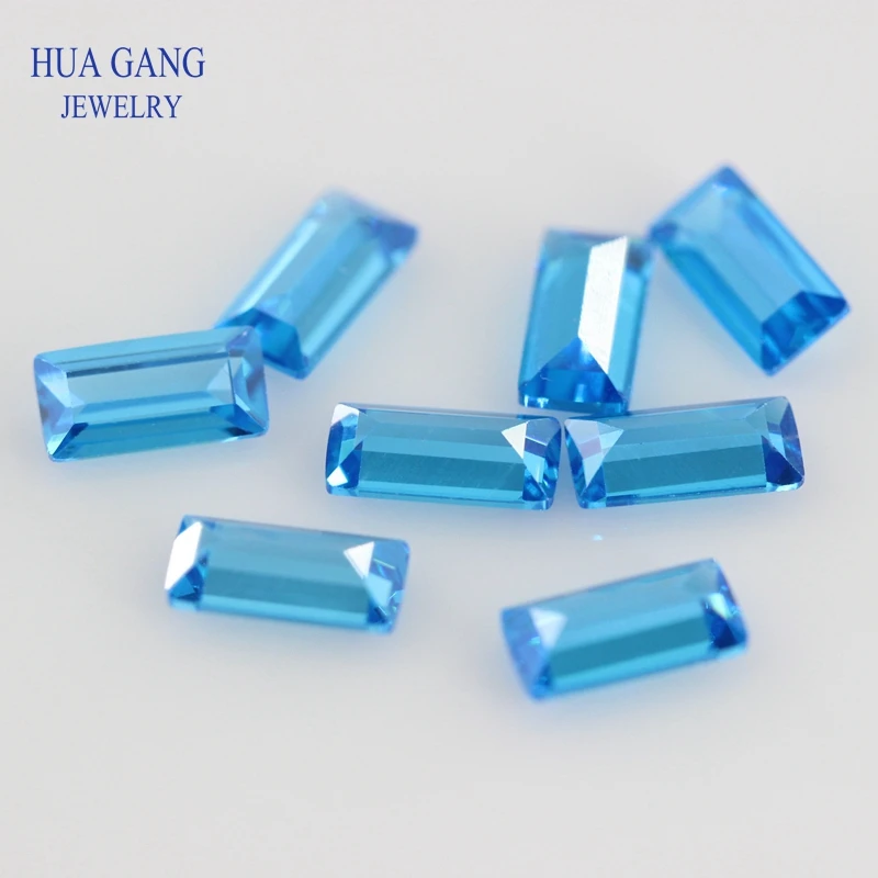 Морской синий прямоугольной формы Шаг Вырезать CZ камень искусственные камни