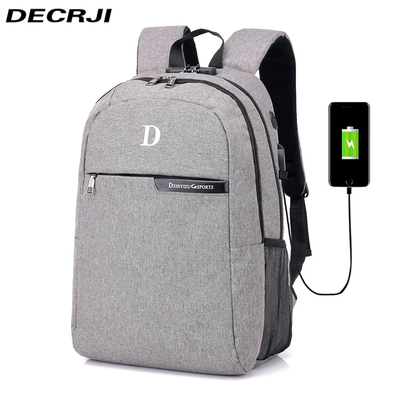

DECRJI Multifunction USB Charging Men Casual Laptop Backpack Large Capacity Teenagers School Bag Male Anti-theft Travel Rucksack