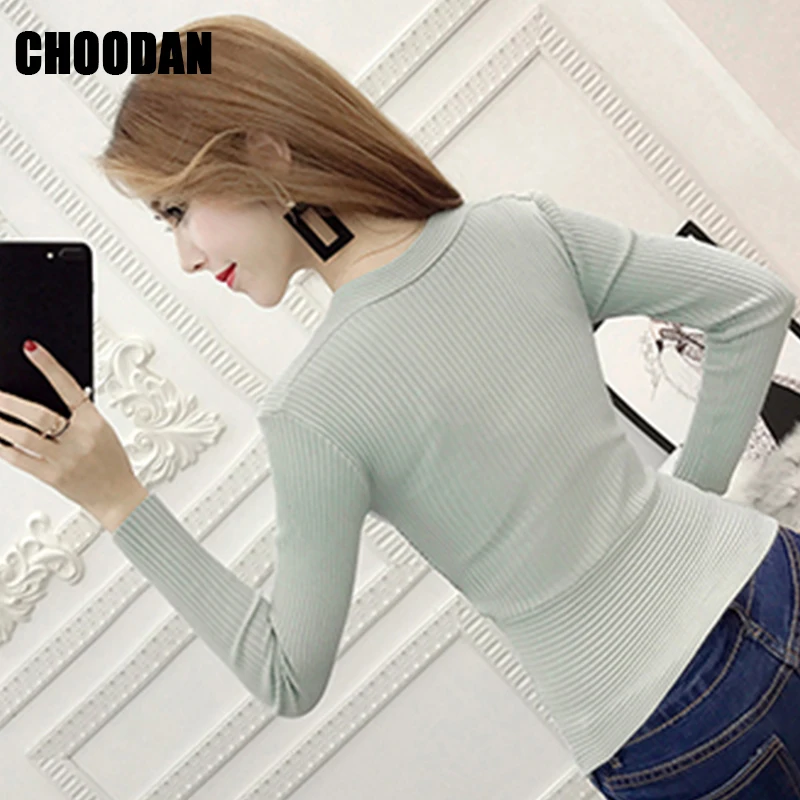 Вязаные свитера и пуловеры осень зима мода новинка 2018 сексуальный глубокий