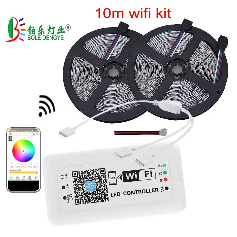 15 м wifi Светодиодная лента 5050 не водонепроницаемый 60 светодиодный/м Волшебный дом wifi управление Лер смартфон управление 10 м 5 м светодиод лента - Испускаемый цвет: 10m led strip kit