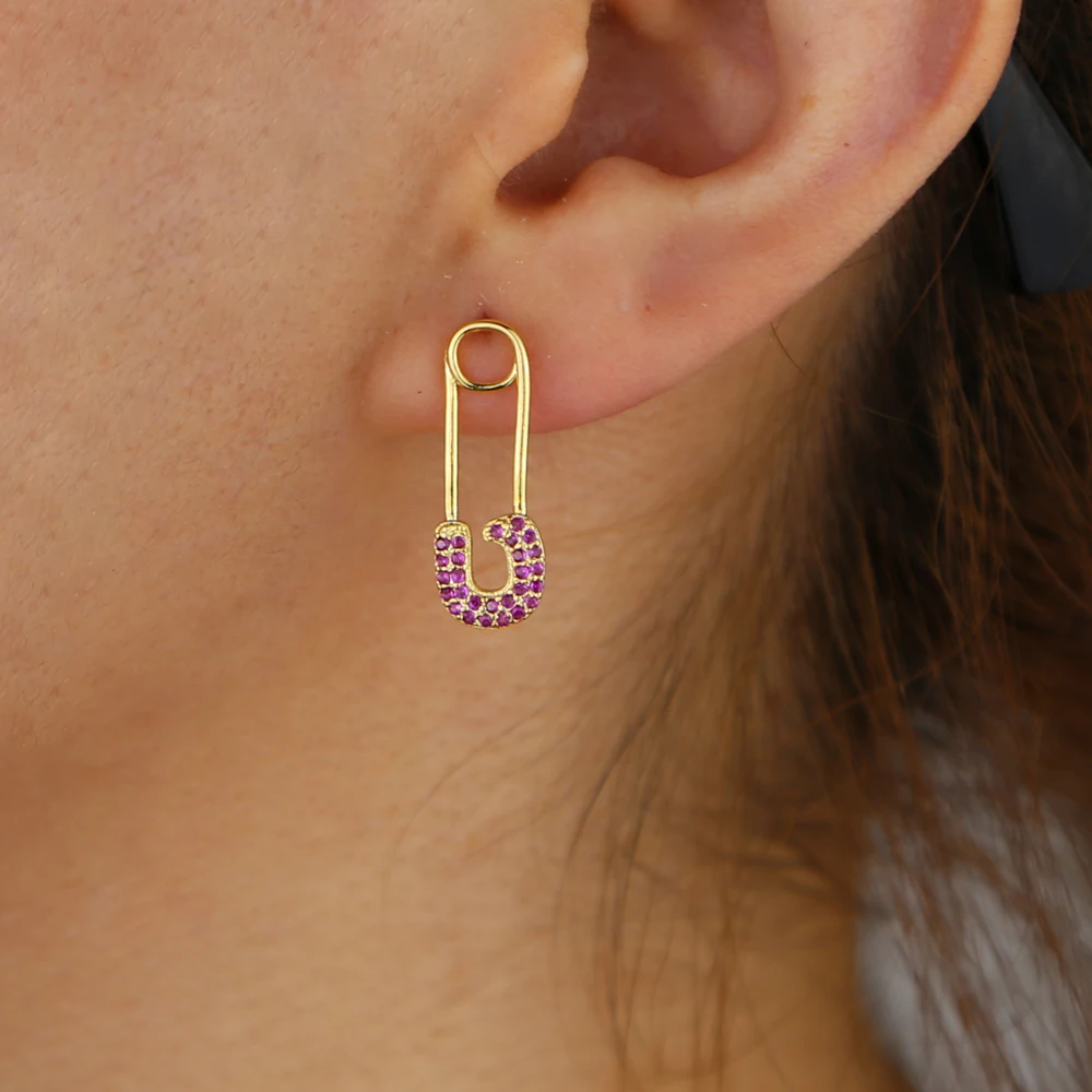 Простая Минималистичная бижутерия для женщин золотые 5 красочных фианитов