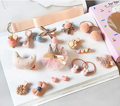 54 шт. аксессуары для волос в подарочной коробке с разноцветными милыми
