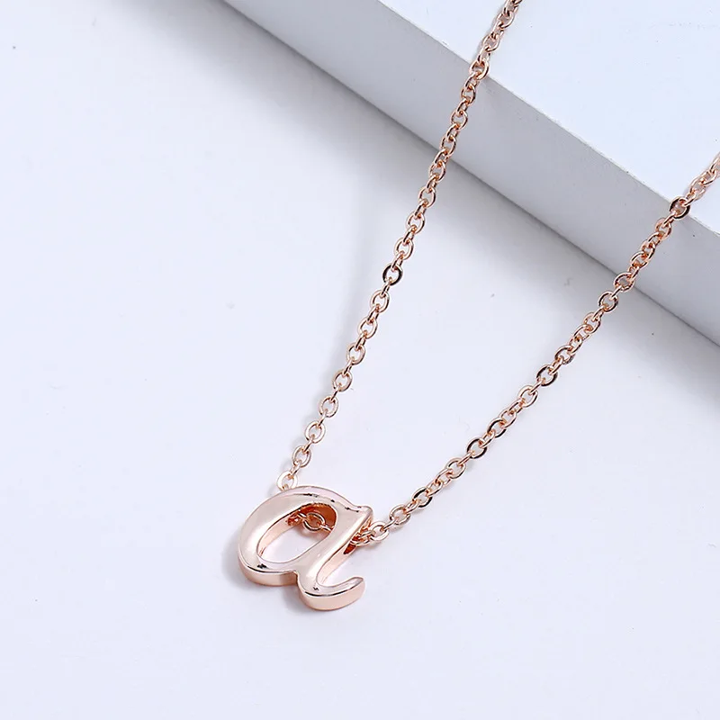 Женское колье с буквенным принтом цепочка для пар розовое золото серебро 26