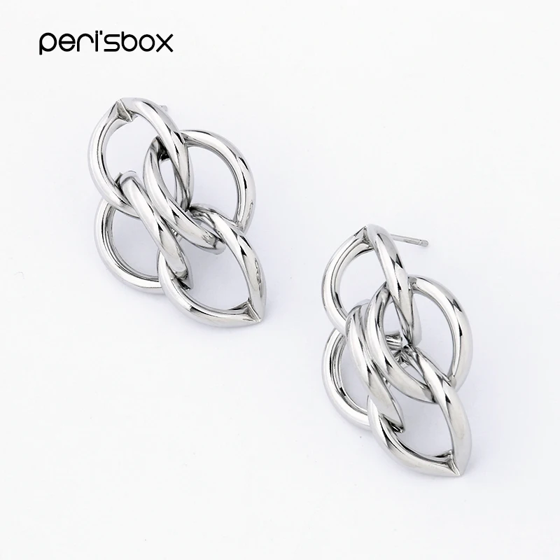 Женские круглые серьги-гвоздики Peri'sBox золотистые/Серебристые геометрические
