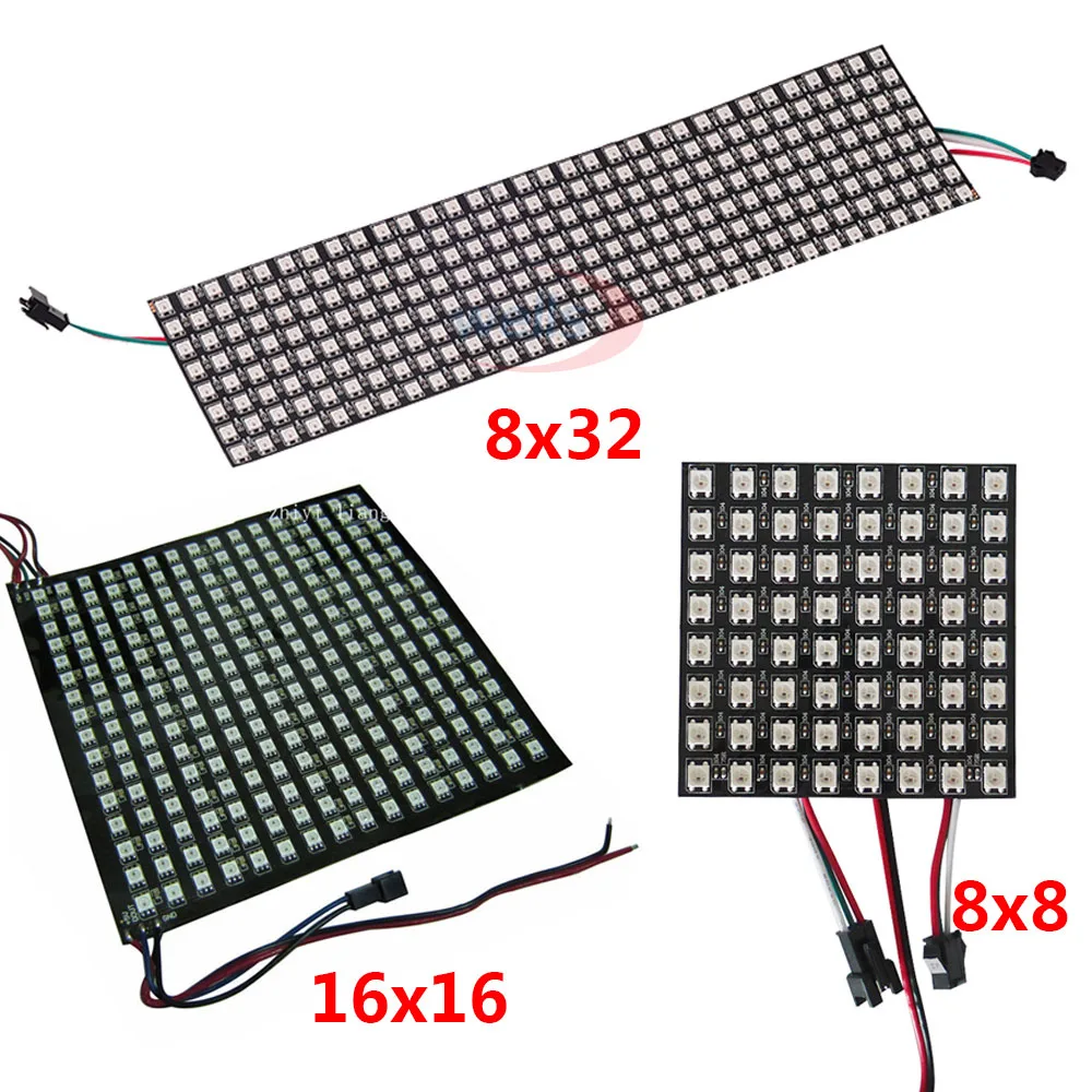 8*8/16*16/8*32 пикселей WS2812B панельный экран DC5V полноцветный 256 пикселей цифровой гибкий светодиодный экран, программируемый индивидуально адресуемый