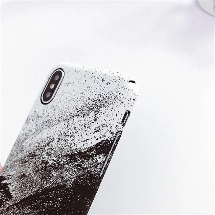 Fashion Gradient Black White Marble Case For Samsung Galaxy Note 9 Retro Matte Hard PC Phone 8 Note9 |