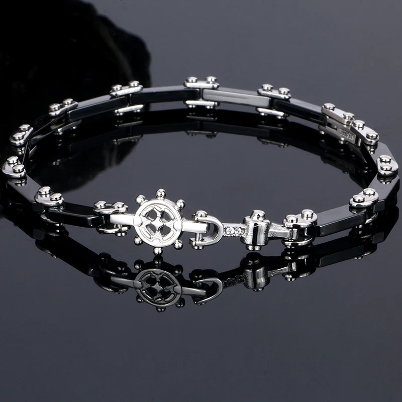 Женский браслет на руль керамический якорь черно белый с навигацией|bangles for