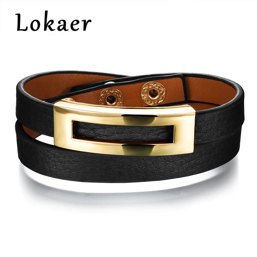Lokaer Ретро Леопардовый двухслойный регулируемый кожаный браслет классический черный/коричневый/леопардовый браслет ювелирные изделия LPH1005