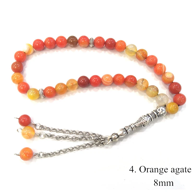 8mm Real natural Stone Islamic Prayer 33 beads Tasbih Misbaha Muslim bracelet Tasbeeh for birthday gift | Украшения и аксессуары