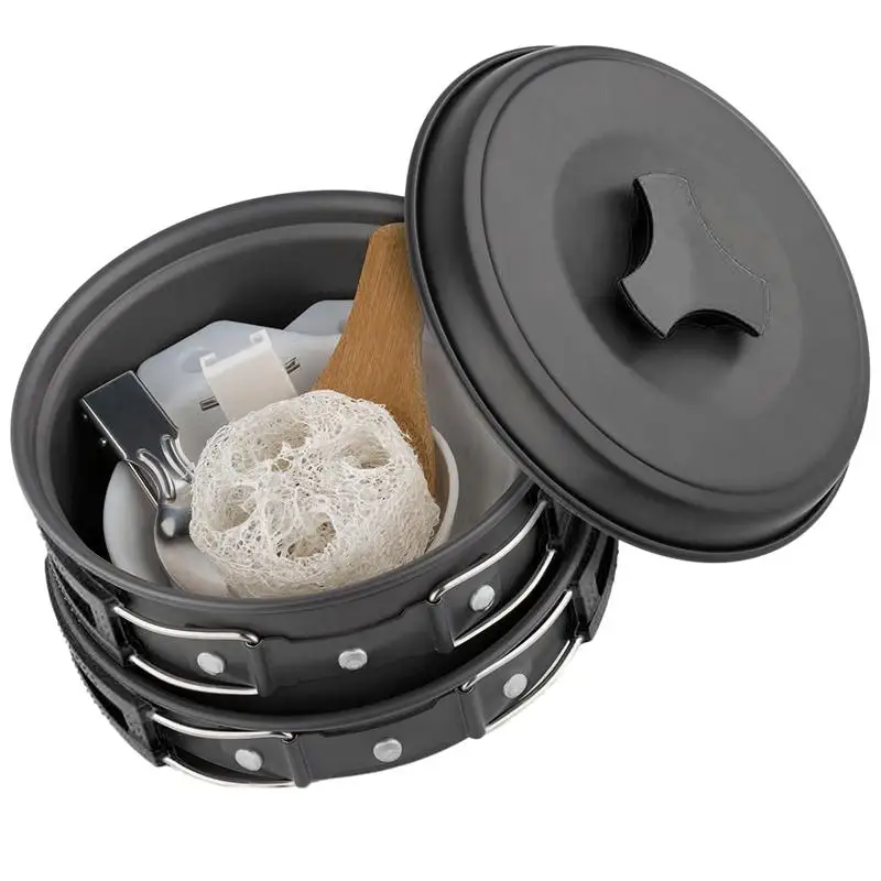 Штабелируемый легкий антипригарный Прочный компактный набор посуды на 1 2
