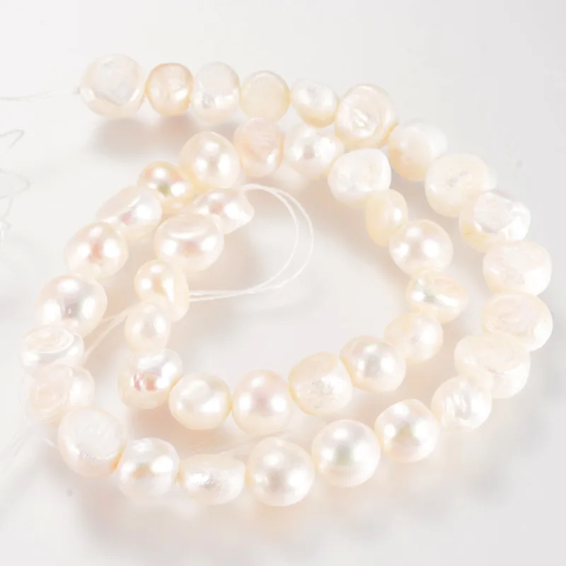 

20 Strand 8~9mm Freshwater Pearl Beads Strands for jewelry making, Grade B, Two Sides Polished, Dyed, White,46pcs/strand f80