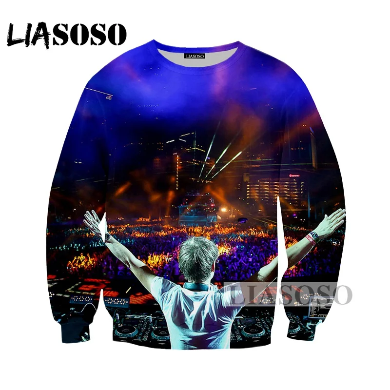 LIASOSO Autumn New Men Women DJ Singer Avicii Sweatshirt 3D Print Casual Harajuku Unisex Long-Sleeved Hip-hop Pullover A029-02 | Мужская