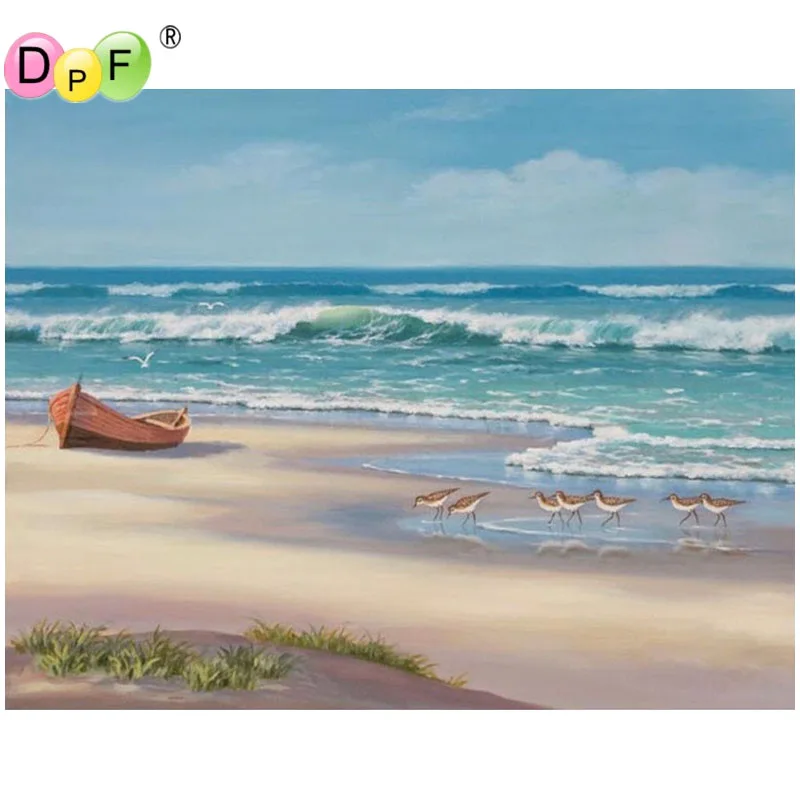 DPF Алмазная вышивка Многожильная лодка алмазная живопись крестиком рукоделие