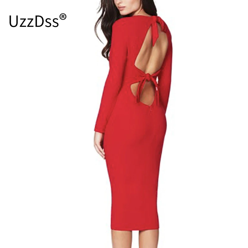 Платье женское зимнее Облегающее с длинным рукавом и открытой спиной|vestidos f|vestidos