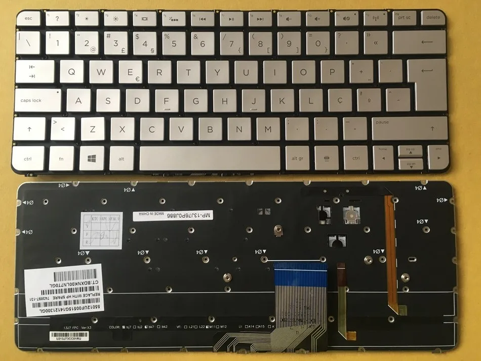 PO португальская клавиатура для hp Spectre 13 3000 3000ea 3000ed 3000ee 3000er 131 743897 серебро с