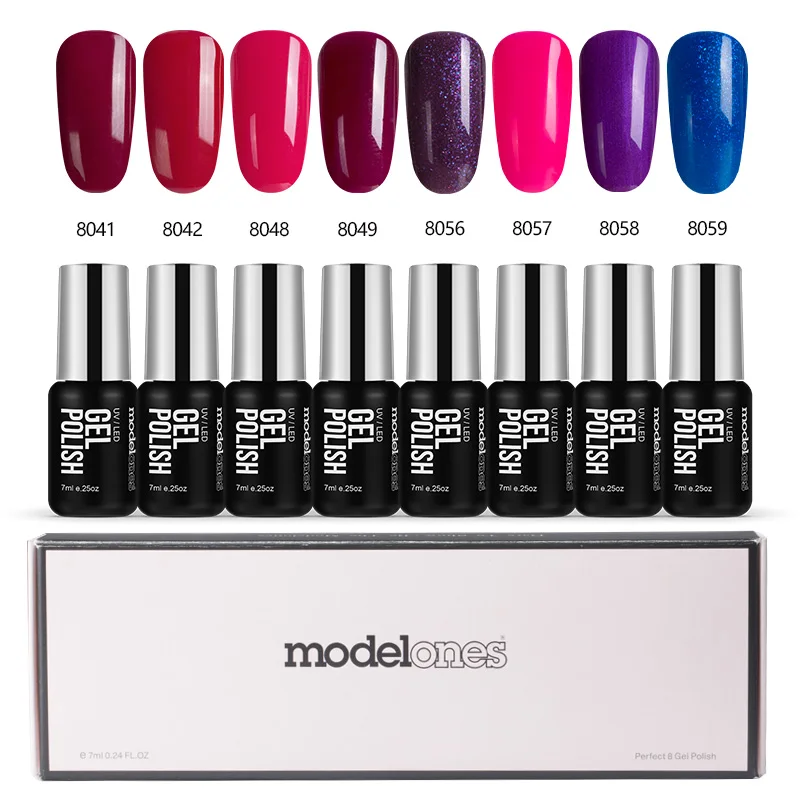 Modelones, 8 шт./лот, салонный Гель-лак для ногтей, набор, розовый цвет, УФ-Гель-лак для ногтей, маникюр, отмачиваемый УФ-гель для ногтей, набор для лаков - Цвет: 7