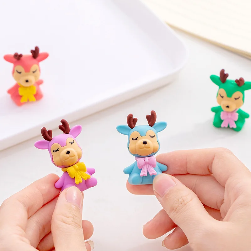 

1 Pcs Creative Cartoon Deer Model Rubber Eraser Student Rubber Stationery Wholesale