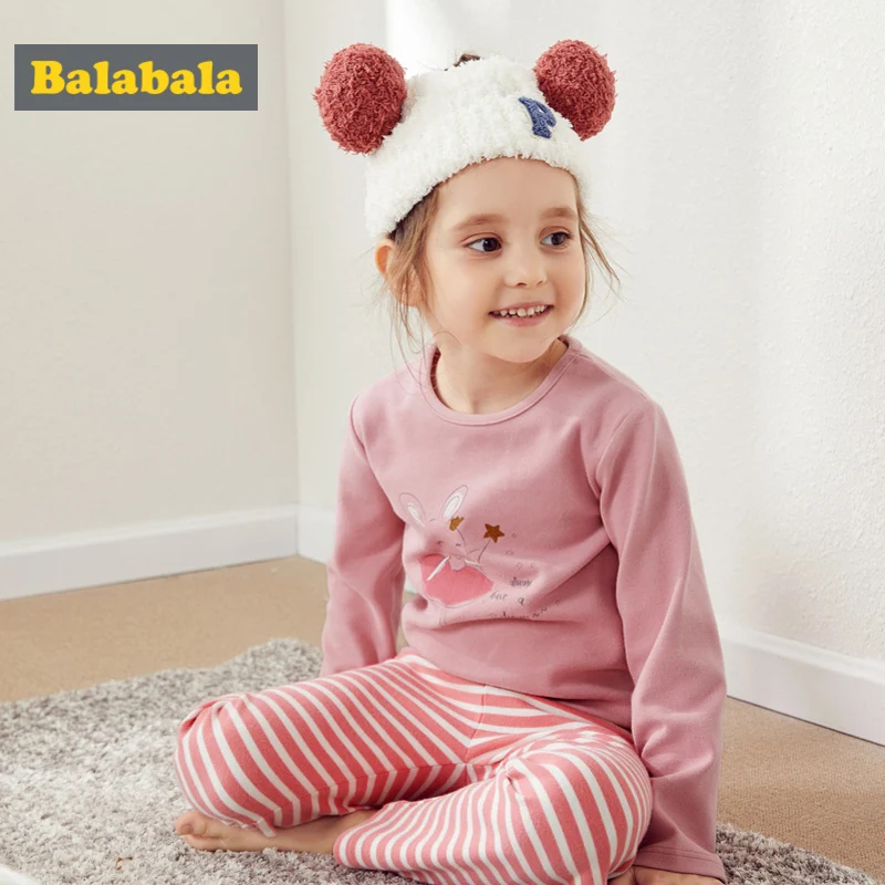 Balabala/комплект из 2 предметов для маленьких девочек удобная Хлопковая пижама с