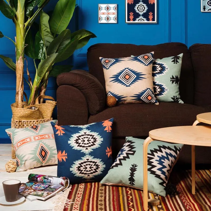 Новый Винтажный чехол для подушки в стиле ретро Aztect хлопковый и льняной домашний