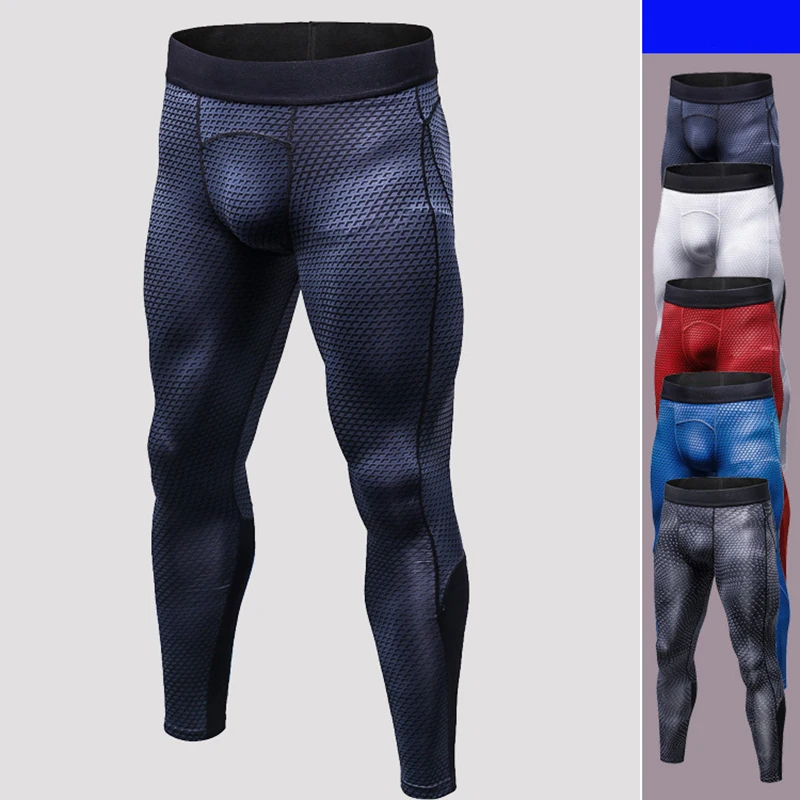 Мужские Компрессионные спортивные штаны для бодибилдинга тренажерного зала