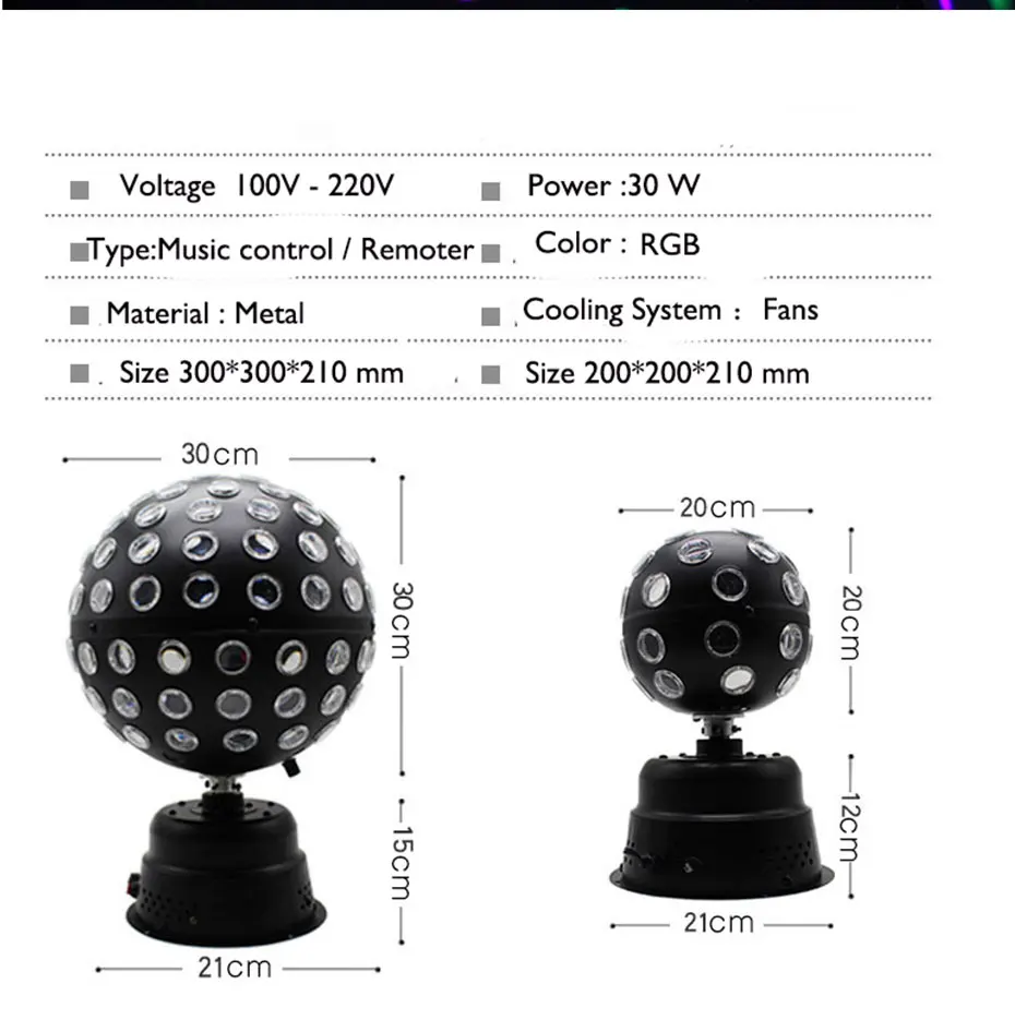 LED Stage Light Disco Ball Laser Multi-Colored Revolving Endless Rotating Light Music Control Party Light Black Metal Christmas