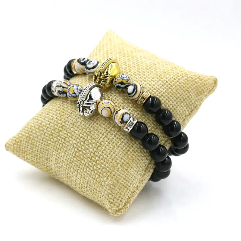 Bppccr Для мужчин шлем Браслеты желтая Зебра зерна камня римские рыцарь Спартанский