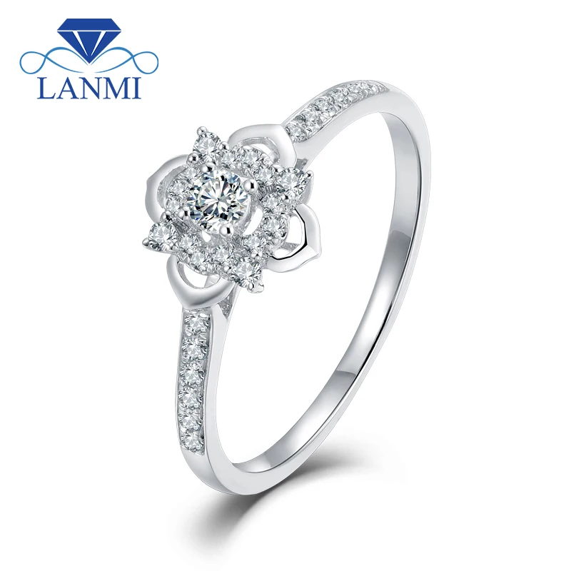 Женское кольцо с бриллиантами LANMI белое золото 18 К Au750 0.1ct|ring for|rings for womenring ring |