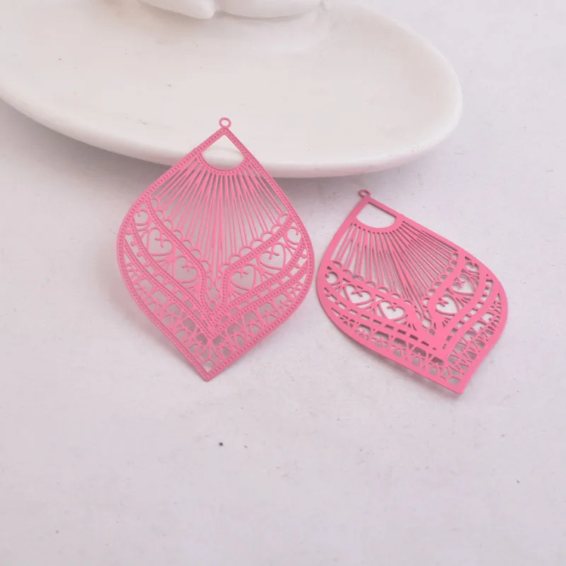 Pink 30 шт. AB3892 39*59 мм большие веерообразные филигранные амулеты большие массивные серьги амулеты серьги аксессуары Подвески соединители - Окраска металла: Pink