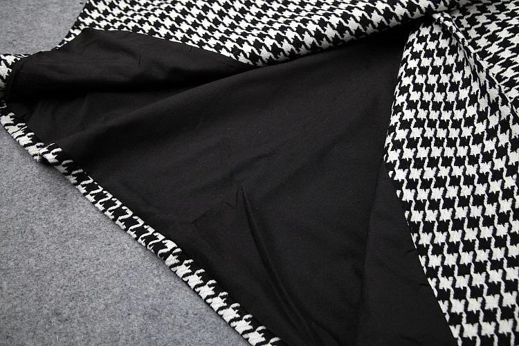 Зима 2018 для женщин двубортный плед шерстяной пальто А силуэта с длинным рукавом