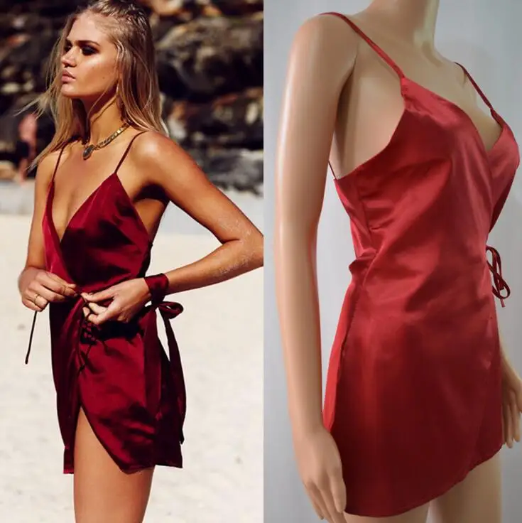 Сексуальные Женщины Глубокий V образным Вырезом Мини Dress 2017 Женский Без Рукавов