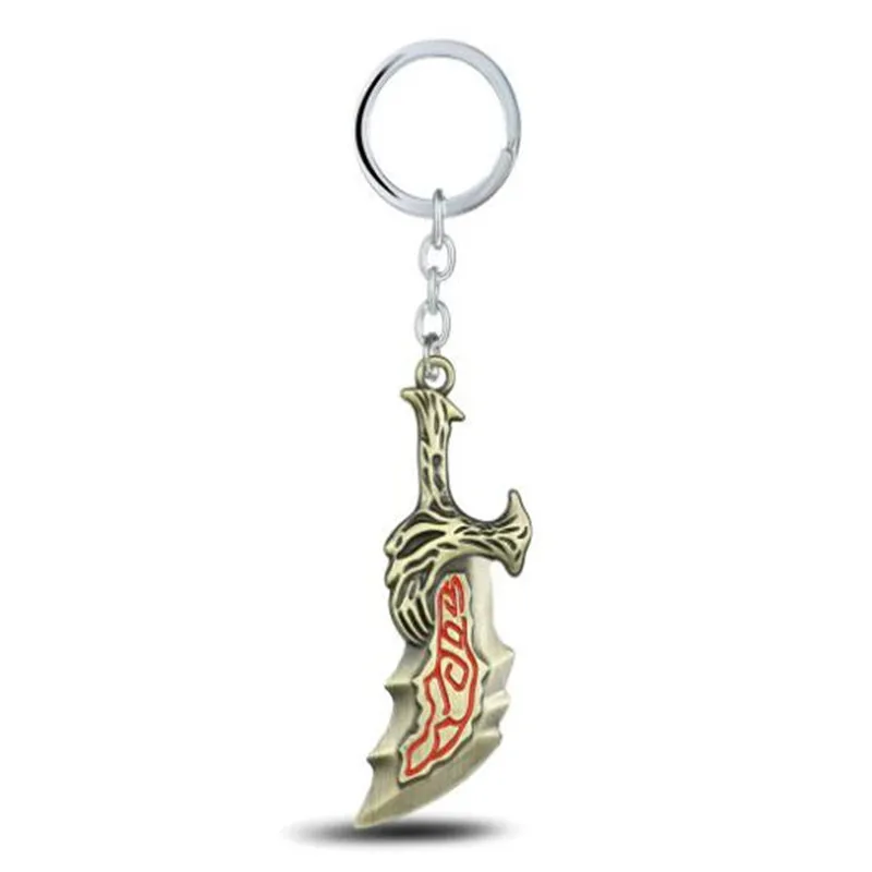 gold HSIC Mixed God Of War 4 брелок для ключей Кратос топор меч Олимп Кратос Голова Череп оружие металлический брелок для мужчин llavero - Цвет: gold