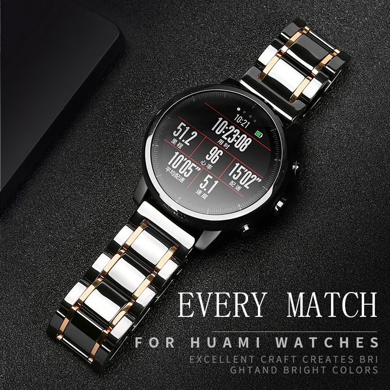20 мм 22 мм керамический ремешок для часов AMAZFIT Pace/Amazfit Stratos 2 Смарт-часы/Amazfit Bip часы высокого качества керамический ремешок