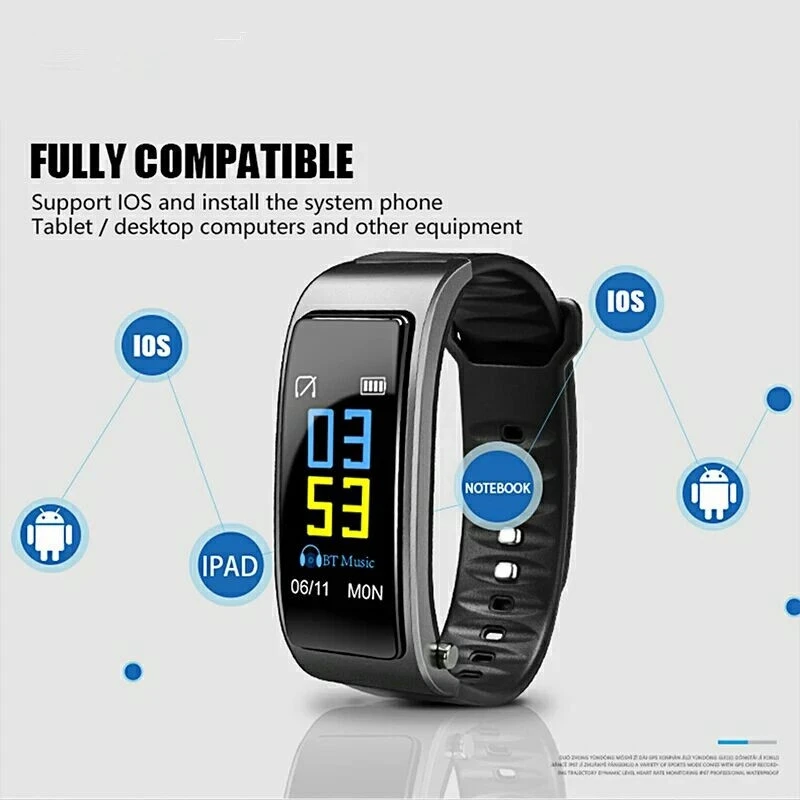 Спортивные мужские и женские Смарт часы с Bluetooth для телефонов Android iOS наушниками