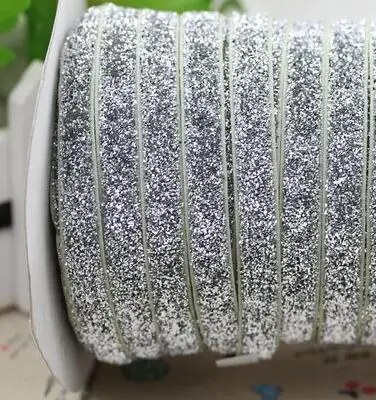Zerzeemooy 3/8 дюймов, 9-10 мм 50Y в рулонах/Sparkle эластичный Блестящий Лента металлик бархатной ленты лента для волос с кружевом