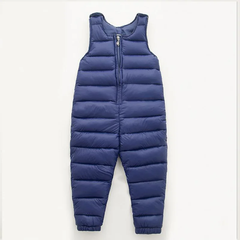 navy blue Новые зимние детские хлопковые штаны для мальчиков и девочек, теплый комбинезон для России, зимние детские штаны, комбинезон - Цвет: navy blue