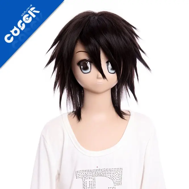 Free shipping bulk wholesale Death Note L Cosplay Wig Costume 41cm GH303  heat resistant fiber wigs - купить по выгодной цене | AliExpress