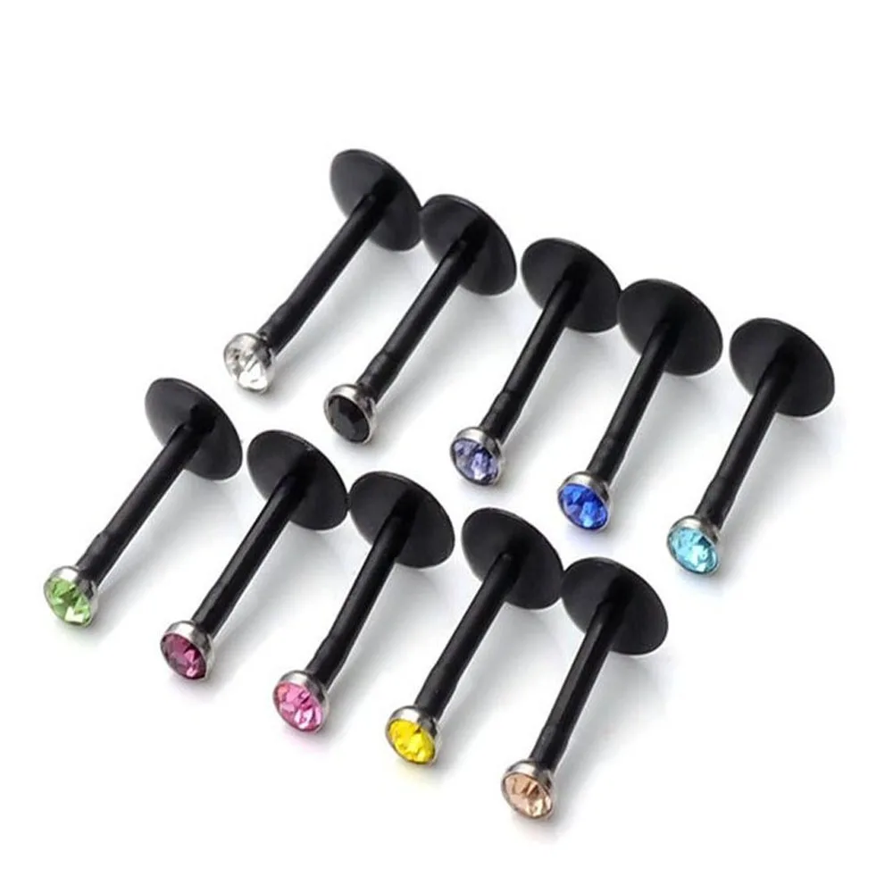 Новые 5 шт. УФ шпильки для губ драгоценный камень Bioflex UV Labret Акриловые Украшения