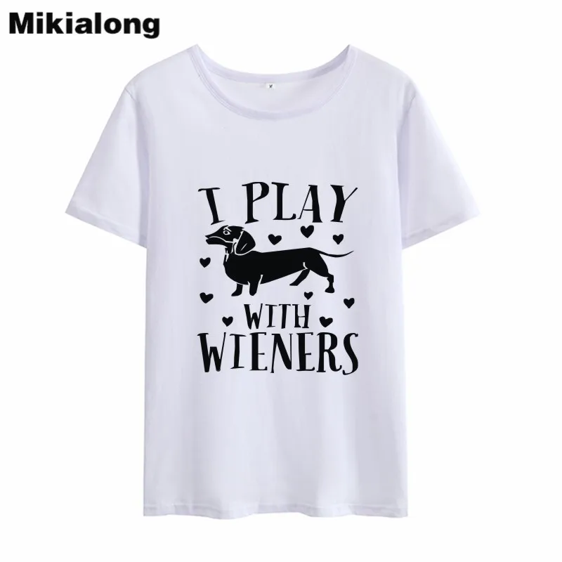 

Mikialong 2018, футболка с надписью «I PLAY WITH WIENERS» в Корейском стиле, Женская забавная футболка, Femme Harajuku Tumblr, женская футболка, топы