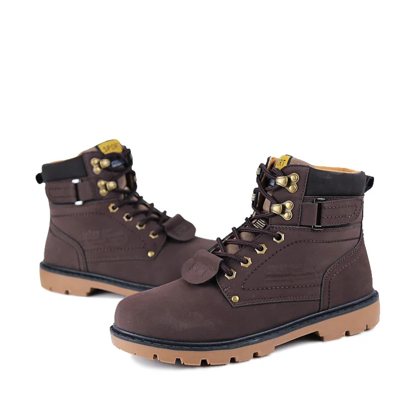 Мужские ботинки из пу кожи на шнуровке осень/зиму|Мотоциклетные ботинки| |