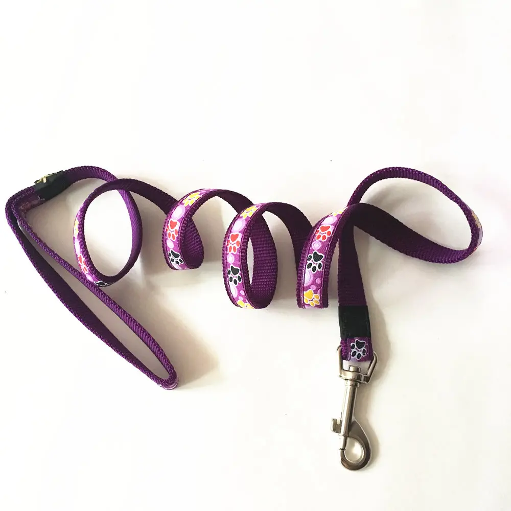 Новые дизайнерские фиолетовые собачьи ошейники с принтом лап поводки нейлоновые