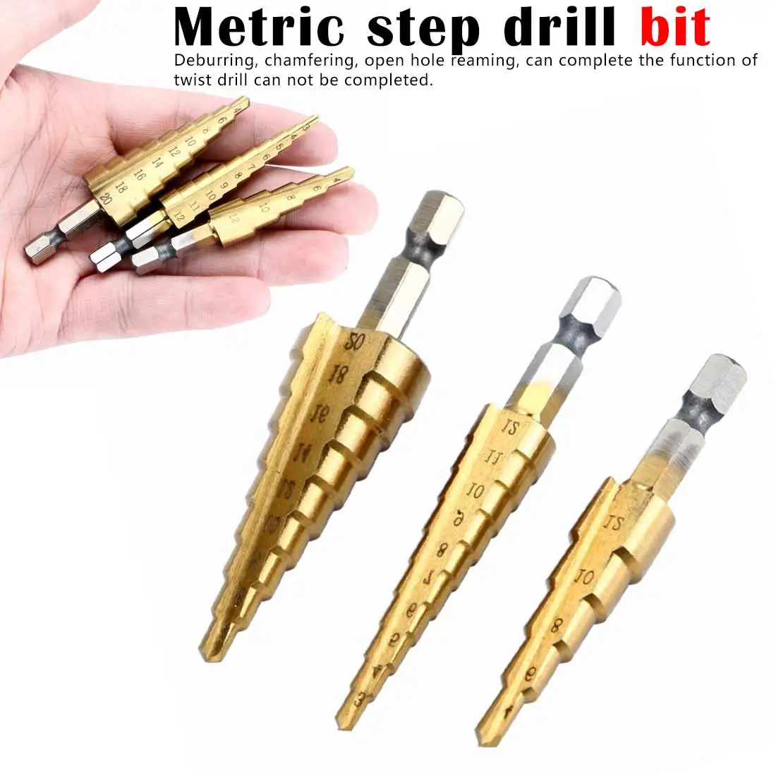 

1pcs 3-12mm HSS High Speed Steel Titanium coated stepped drill Power Tools carbide drill mini drill bit drill bit set