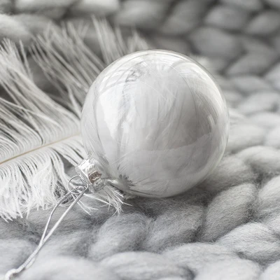 grey 2 pcs 2 шт украшения высокого класса искусственного выдувного стекла рождественские шары Макарон натуральные Перьевые Украшения S09 - Цвет: grey 2 pcs