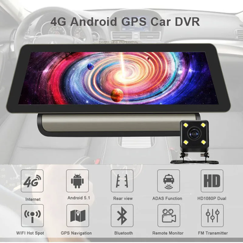 ANSTAR 4G Wifi 10 ''Автомобильный видеорегистратор камера Android 5,1 gps навигация ADAS удаленный монитор двойной Лен видеорегистратор с камерой заднего вида видеорегистраторы