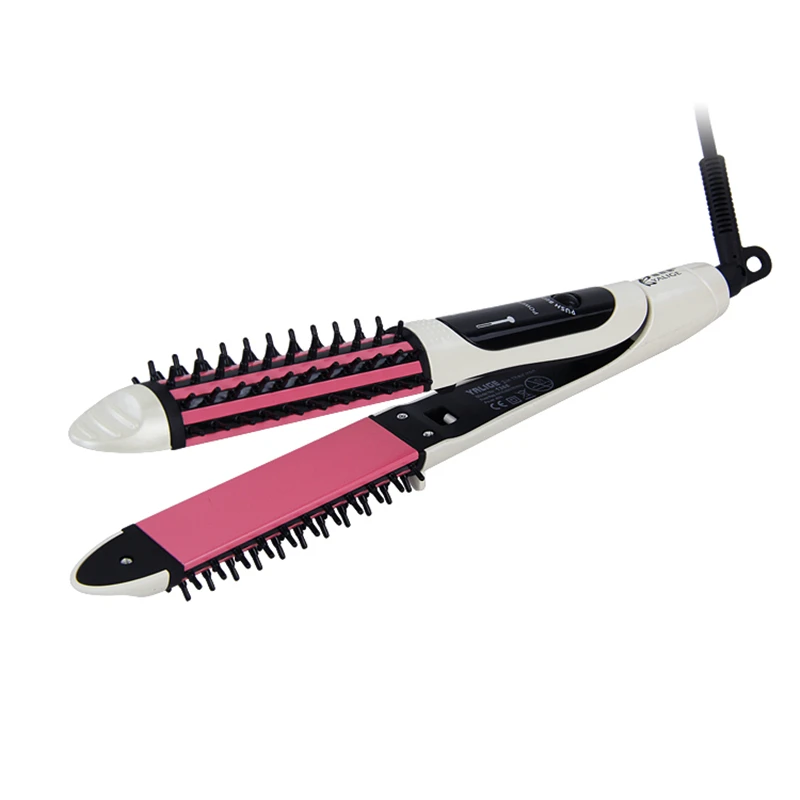 Электрический Выпрямитель для волос и бигуди 2-в-1 гребень Профессиональный
