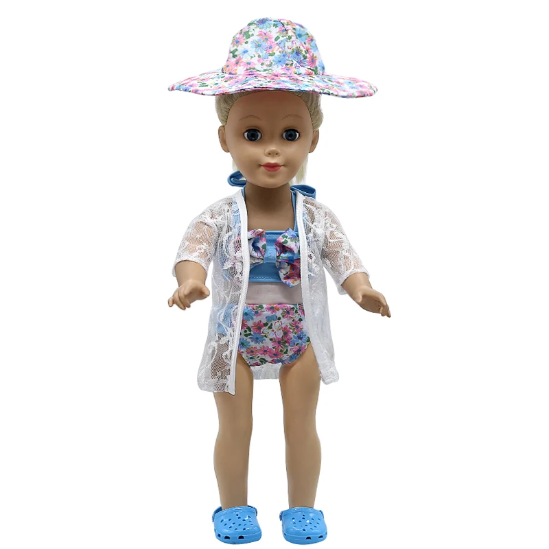 Girl Doll Clothes Swimsuit Bikini + Jacket Sunhat Suit For 16-18 inches Accessories X-75 | Игрушки и хобби