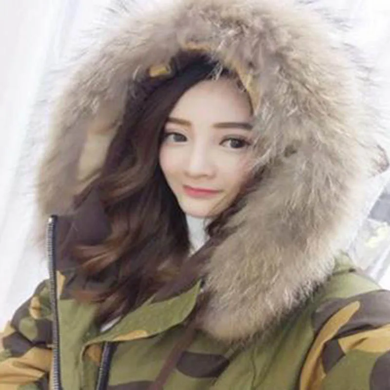 Модный пуховик с натуральным лисьим мехом, MS с капюшоном, теплая плотная камуфляжная женская зимняя толстовка с капюшоном, длинное хлопковое пальто