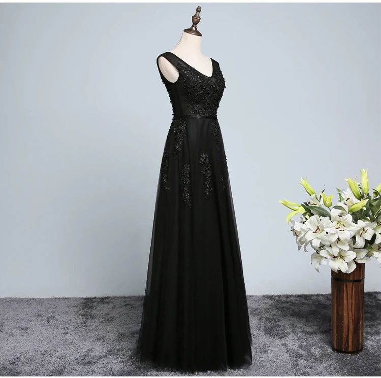 Vestido де феста Элегантный V Шеи Длинные Черные Платья Выпускного Вечера 2017 быстрая