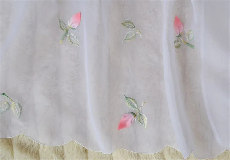 

Embroidery flower pink pepper window curtain cafe curtains short kitchen curtains blinds coffee valances style cortinas salon