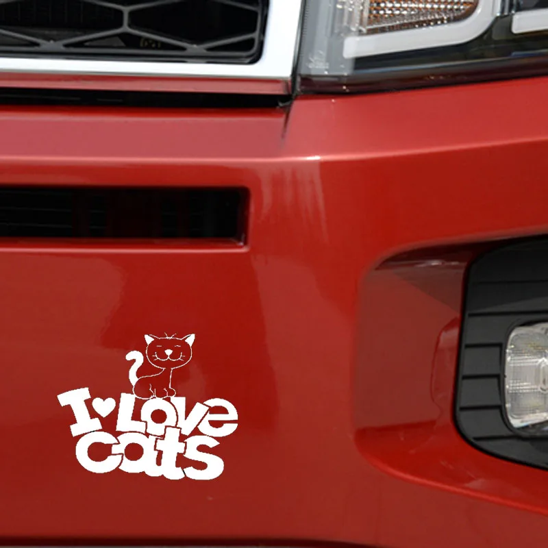 YJZT 14 7 см * 12 2 Виниловая наклейка I Love Cats мультяшный Кот котенок стикер для